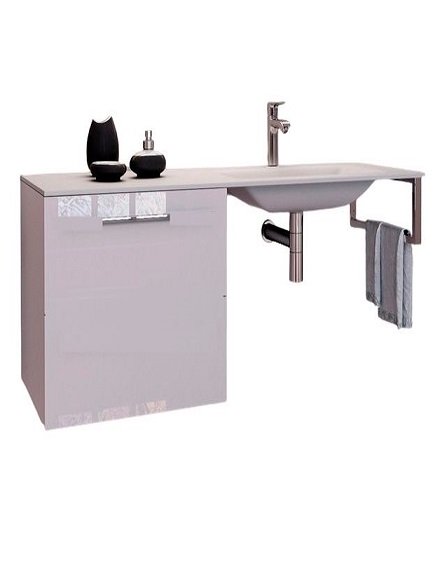 Консоль с раковиной Marsan Oscar 110х50 МДФ белый/стеклянная раковина Oscar110х50white