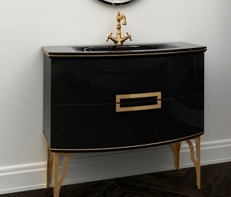 Тумба під раковину Marsan Sabrine 900 МДФ чорний/золото SABRINE900черный/золото