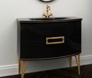 Тумба под раковину Marsan Sabrine 900 МДФ черный/золото SABRINE900черный/золото