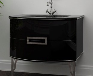 Тумба под раковину Marsan Sabrine 900 МДФ черный/серебро SABRINE900черный/серебро