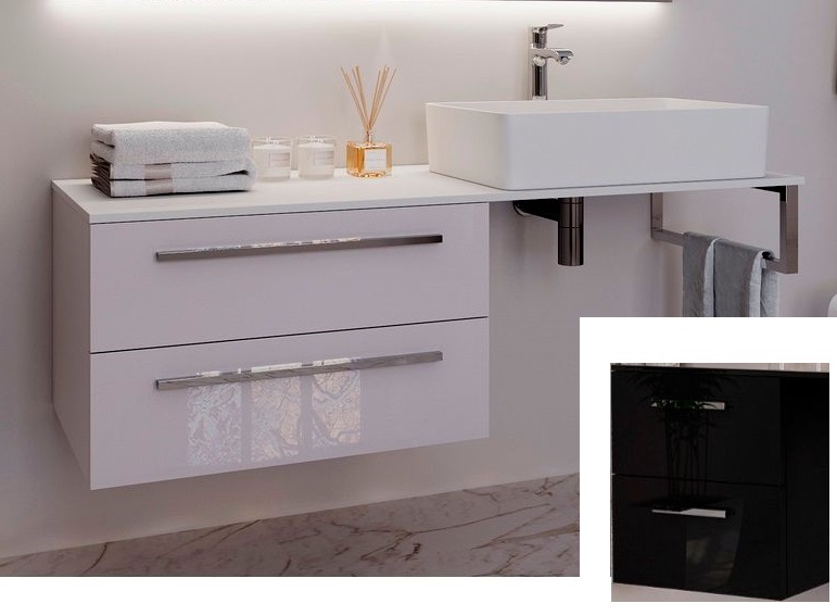 Консоль для раковины Marsan Oscar 110х50 МДФ черный/столешница стекло Oscar3-110х50black