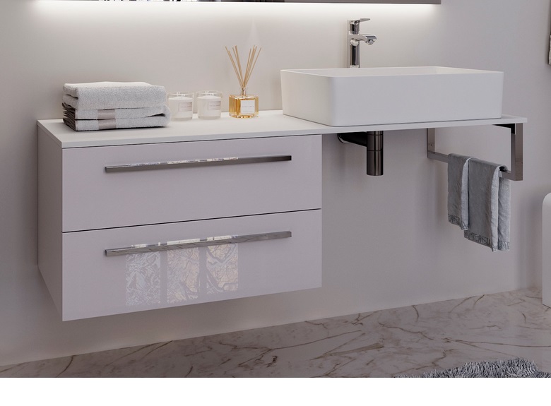 Консоль для раковини Marsan Oscar 130х50 МДФ білий/стільниця скло Oscar130х50white