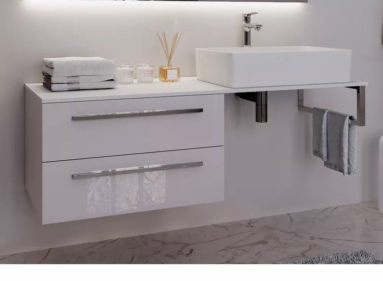 Консоль для раковини Marsan Oscar 130х50 МДФ білий/стільниця акриловий камінь Oscar2-130х50white