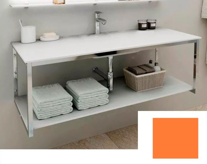 Консоль для раковини Marsan Quadro 100х50 см нержавіюча сталь/скло помаранчевий Quadro100х50orange