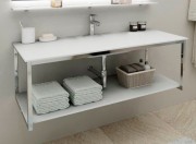 Консоль для раковины Marsan Quadro 90х50 см нержавеющая сталь/стекло белый Quadro90х50white