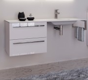 Консоль с раковиной Marsan Oscar 130х50 МДФ белый/стеклянная раковина Oscar3-130х50white