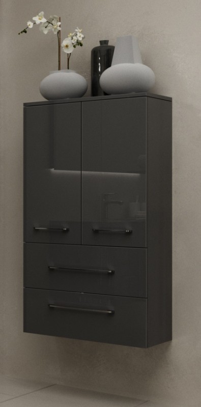 Пенал для ванної Marsan Regine 1200х600х350см МДФ графіт глянець REGINE120Х60графит