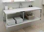 Консоль для раковини Marsan Quadro 80х50 см нержавіюча сталь/скло білий Quadro80х50white