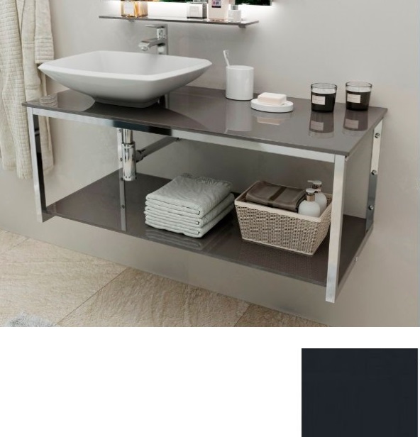 Консоль для раковини Marsan Quadro 110х50 см нержавіюча сталь/скло графіт Quadro110х50graphite
