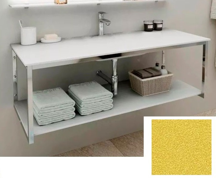 Консоль для раковины Marsan Quadro 110х50 см нержавеющая сталь/стекло золото Quadro110х50gold