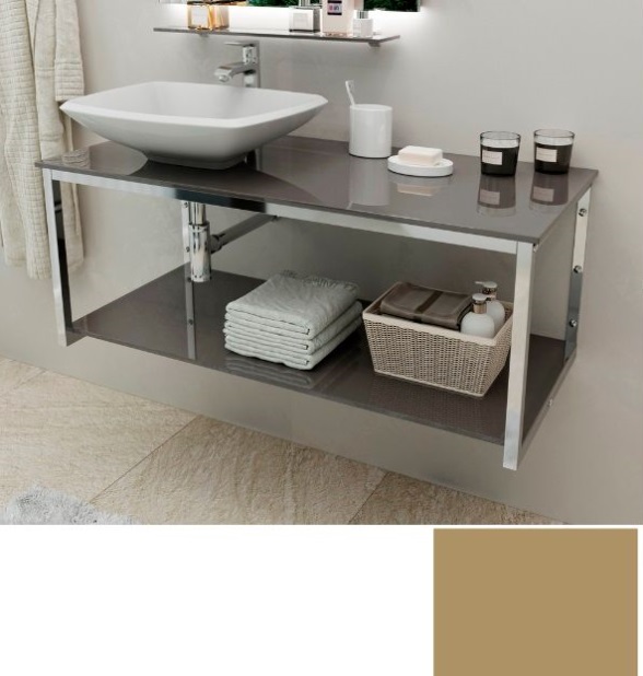 Консоль для раковини Marsan Quadro 120х50 см нержавіюча сталь/скло капучино Quadro120х50cappuccino