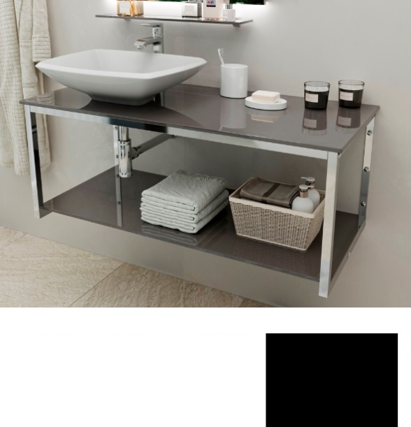 Консоль для раковины Marsan Quadro 120х50 см нержавеющая сталь/стекло черный Quadro120х50black