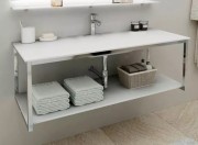 Консоль для раковины Marsan Quadro 130х50 см нержавеющая сталь/стекло белый Quadro130х50white