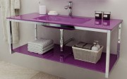 Консоль с раковиной Marsan Quadro 90х50 см нержавеющая сталь/стекло виолет Quadro2-90х50violet