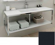 Консоль с раковиной Marsan Quadro 80х50 см нержавеющая сталь/стекло графит Quadro2-80х50graphite