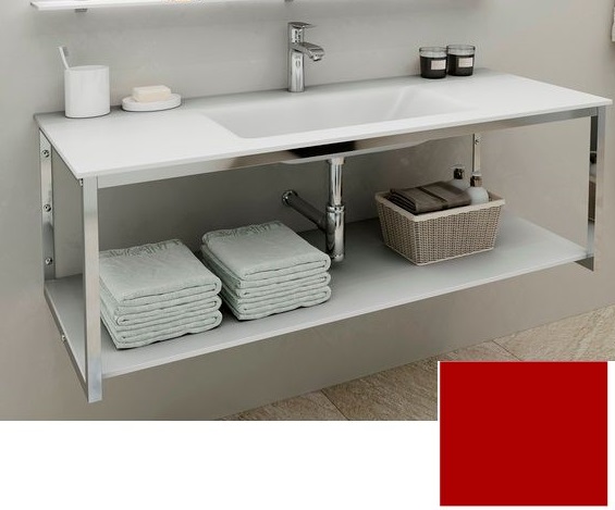 Консоль с раковиной Marsan Quadro 120х50 см нержавеющая сталь/стекло кармин Quadro2-120х50carmine