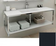 Консоль с раковиной Marsan Quadro 130х50 см нержавеющая сталь/стекло графит Quadro2-130х50graphite