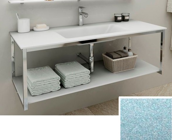 Консоль с раковиной Marsan Quadro 90х50 см нержавеющая сталь/стекло металлик Quadro2-90х50metallic