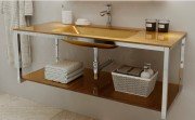 Консоль з раковиною Marsan Quadro 130х50 см нержавіюча сталь/скло золото Quadro2-130х50gold