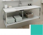 Консоль с раковиной Marsan Quadro 90х50 см нержавеющая сталь/стекло мята Quadro2-90х50mint