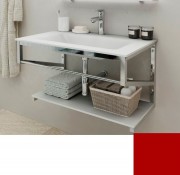 Консоль з раковиною Marsan Corner 100х50 см нержавіюча сталь/скло кармін Corner100х50carmine