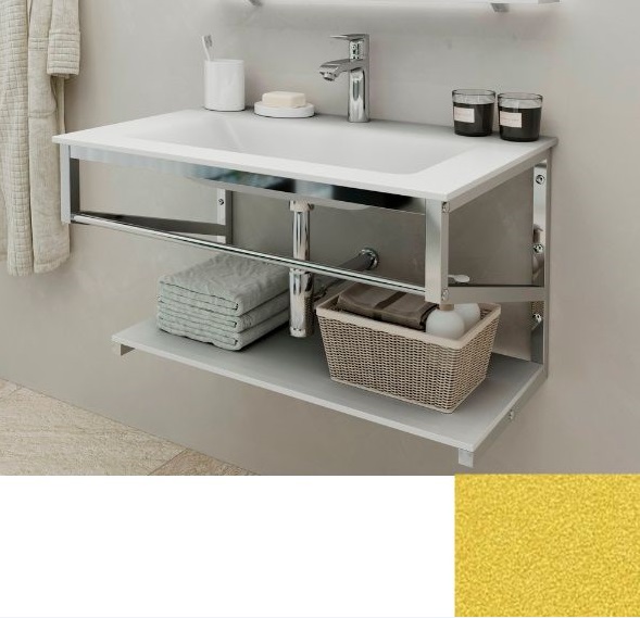 Консоль с раковиной Marsan Corner 110х50 см нержавеющая сталь/стекло золото Corner110х50gold