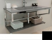 Консоль з раковиною Marsan Corner 110х50 см нержавіюча сталь/скло чорний Corner110х50black