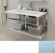 Консоль с раковиной Marsan Corner 120х50 см нержавеющая сталь/стекло металлик Corner120х50metallic