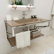 Консоль с раковиной Marsan Corner 120х50 см нержавеющая сталь/стекло капучино Corner120х50cappuccino