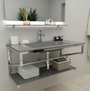 Консоль с раковиной Marsan Corner 120х50 см нержавеющая сталь/стекло бисмарк Corner120х50bismarck