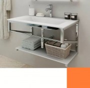 Консоль с раковиной Marsan Corner 130х50 см нержавеющая сталь/стекло оранжевый Corner130х50orange