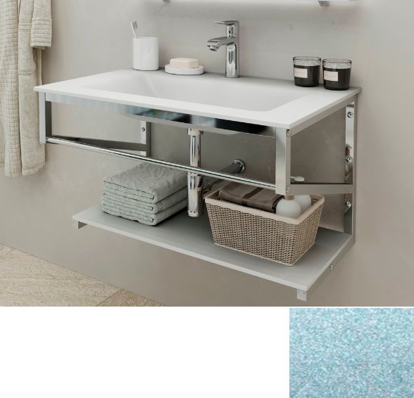 Консоль с раковиной Marsan Corner 80х50 см нержавеющая сталь/стекло металлик Corner80х50metallic