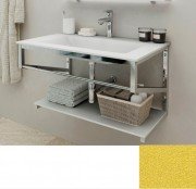 Консоль с раковиной Marsan Corner 110х50 см нержавеющая сталь/стекло золото Corner110х50gold