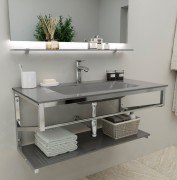 Консоль з раковиною Marsan Corner 110х50 см нержавіюча сталь/скло бісмарк Corner110х50bismarck