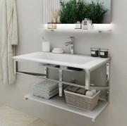 Консоль с раковиной Marsan Corner 120х50 см нержавеющая сталь/стекло белый Corner120х50white