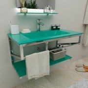 Консоль с раковиной Marsan Corner 90х50 см нержавеющая сталь/стекло мята Corner90х50mint