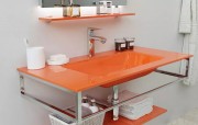 Консоль с раковиной Marsan Quadro 100х50 см нержавеющая сталь/стекло оранжевый Quadro3-100х50orange