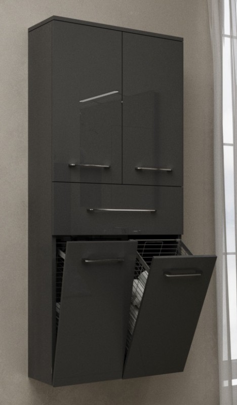 Пенал для ванної Marsan Regine 1600х600х350 см МДФ графіт глянець REGINE160Х60графит