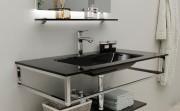 Консоль з раковиною Marsan Quadro 70х50 см нержавіюча сталь/скло чорний Quadro3-70х50black