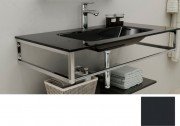 Консоль з раковиною Marsan Quadro 80х50 см нержавіюча сталь/скло графіт Quadro3-80х50graphite