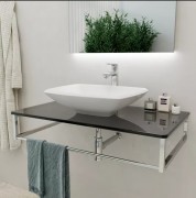 Консоль для раковины Marsan Quadro 100х50 см нержавеющая сталь/стекло графит Quadro5-100х50graphite