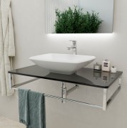 Консоль для раковины Marsan Quadro 80х50 см нержавеющая сталь/стекло графит Quadro5-80х50graphite