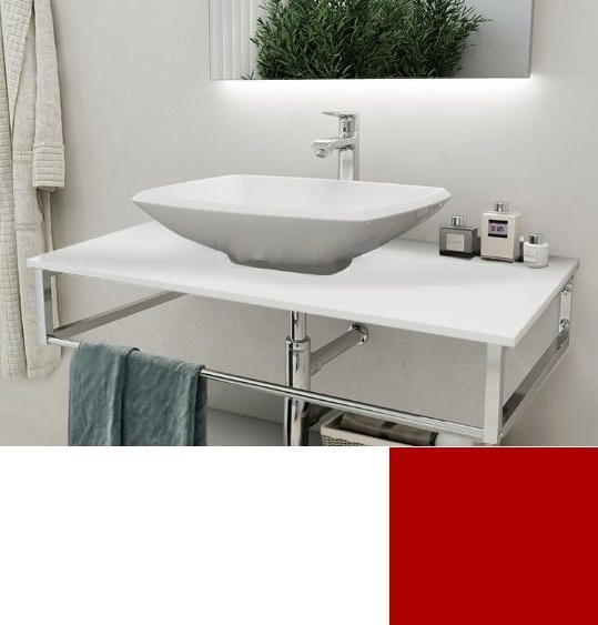 Консоль для раковини Marsan Quadro 80х50 см нержавіюча сталь/скло кармін Quadro5-80х50carmine