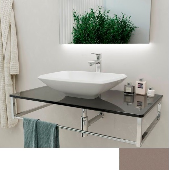 Консоль для раковины Marsan Quadro 90х50 см нержавеющая сталь/стекло бисмарк Quadro5-90х50bismarck