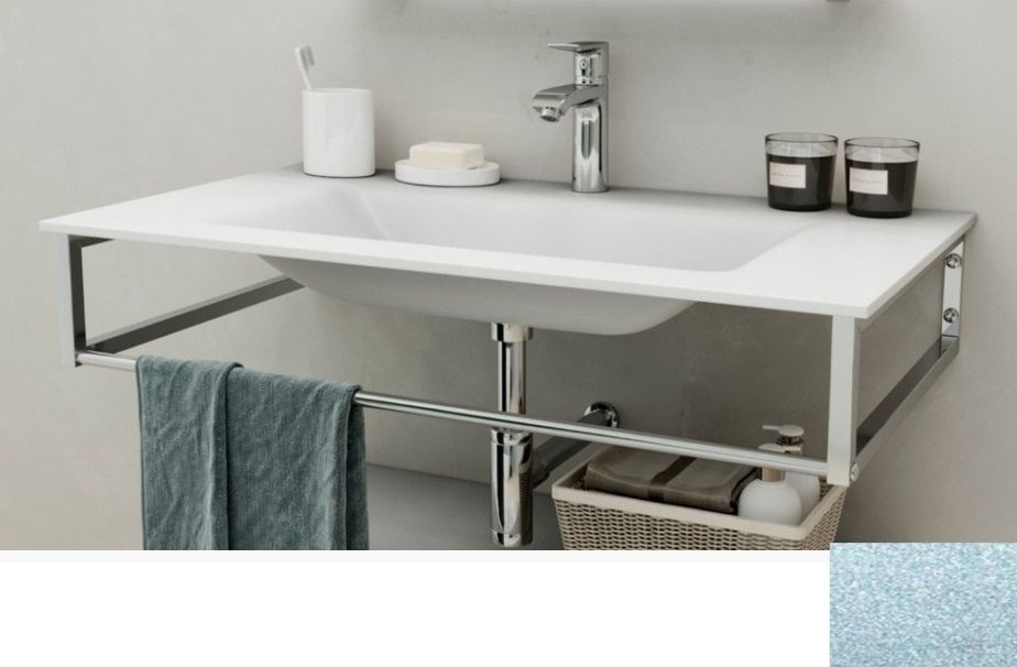 Консоль с раковиной Marsan Quadro 120х50 см нержавеющая сталь/стекло металлик Quadro3-120х50metallic