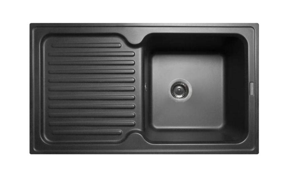 Мийка для кухні Miraggio Orlean врізна прямокутна з крилом з переливом матовий Black 0000033