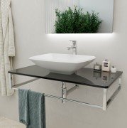 Консоль для раковины Marsan Quadro 70х50 см нержавеющая сталь/стекло графит Quadro5-70х50graphite