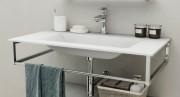 Консоль з раковиною Marsan Quadro 70х50 см нержавіюча сталь/акриловий камінь білий Quadro4-70х50white