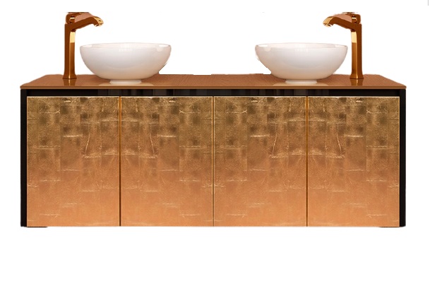 Тумба під раковину Marsan Penelope 1600 МДФ чорний/золото Penelope1600blackg