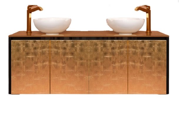 Тумба под раковину Marsan Penelope 1600 МДФ черный/золото Penelope1600blackg